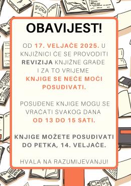 Obavijest za korisnike Narodne knjižnice "Šime Vučetić"