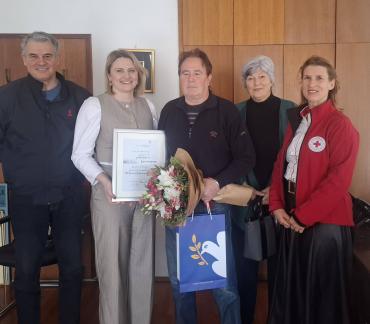 Uručenje priznanja dugogodišnjem dobrovoljnom darivatelju krvi Emilu Andreisu