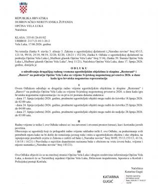 Odluka o određivanju radnog vremena ugostiteljskim objektima za vrijeme Svjetskog nogometnog prvenstva u dane kada igra hrvatska nogometna reprezentacija