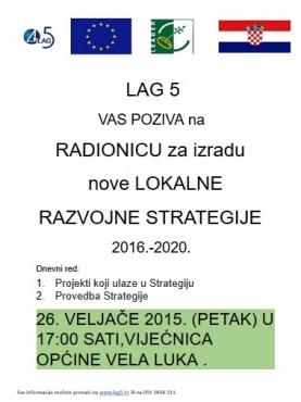 Poziv na radionicu LAG-a 5 za izradu nove Lokalne Razvojne strategije 