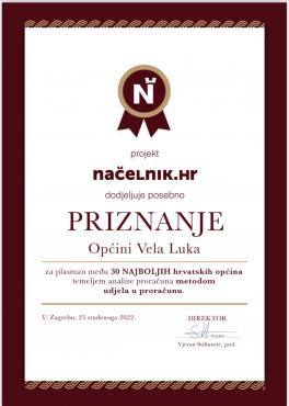 OPĆINA VELA LUKA MEĐU 30 NAJBOLJIH  HRVATSKIH OPĆINA