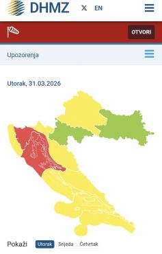 Upozorenje na opasne vremenske pojave