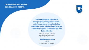 Protokol polaganja vijenaca u povodu Dana Općine Vela Luka i blagdana sv. Josipa